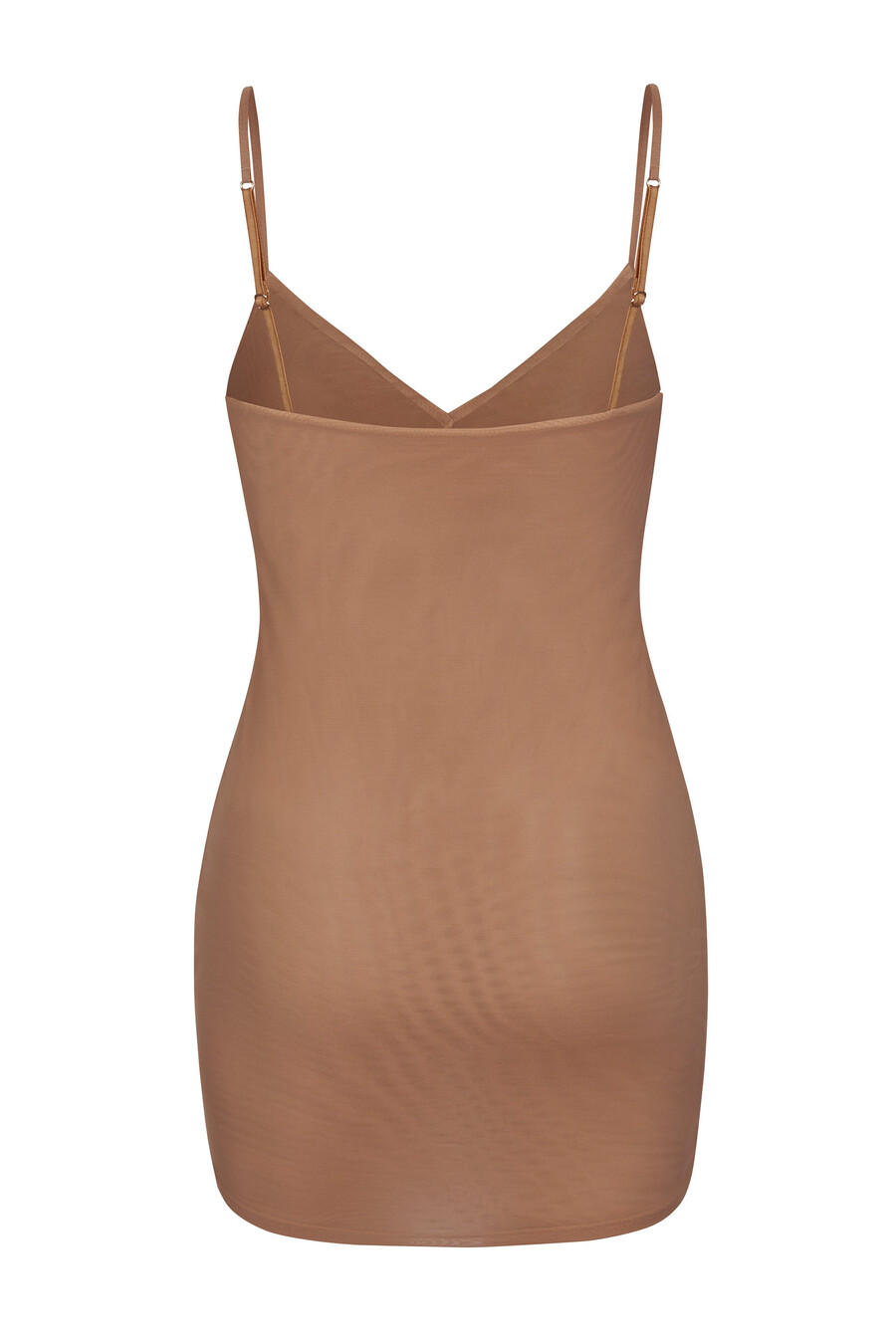 mekana mrežasta mini slip haljina s v-izrezom u boji meda
