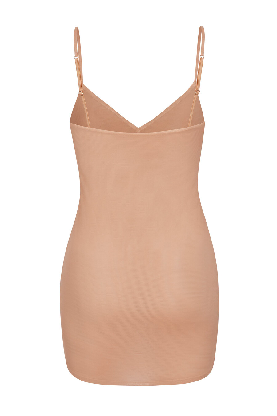 mekana mrežasta mini slip haljina s v-izrezom u toploj breskvastoj boji