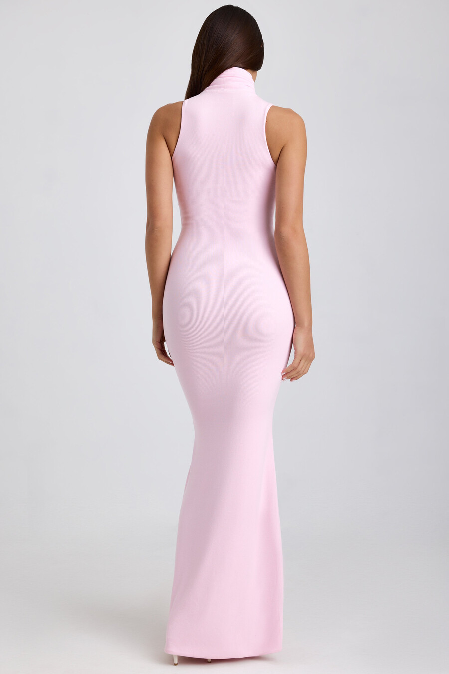 rebrasta modalna dolčevita maxi haljina u boji blossom pink