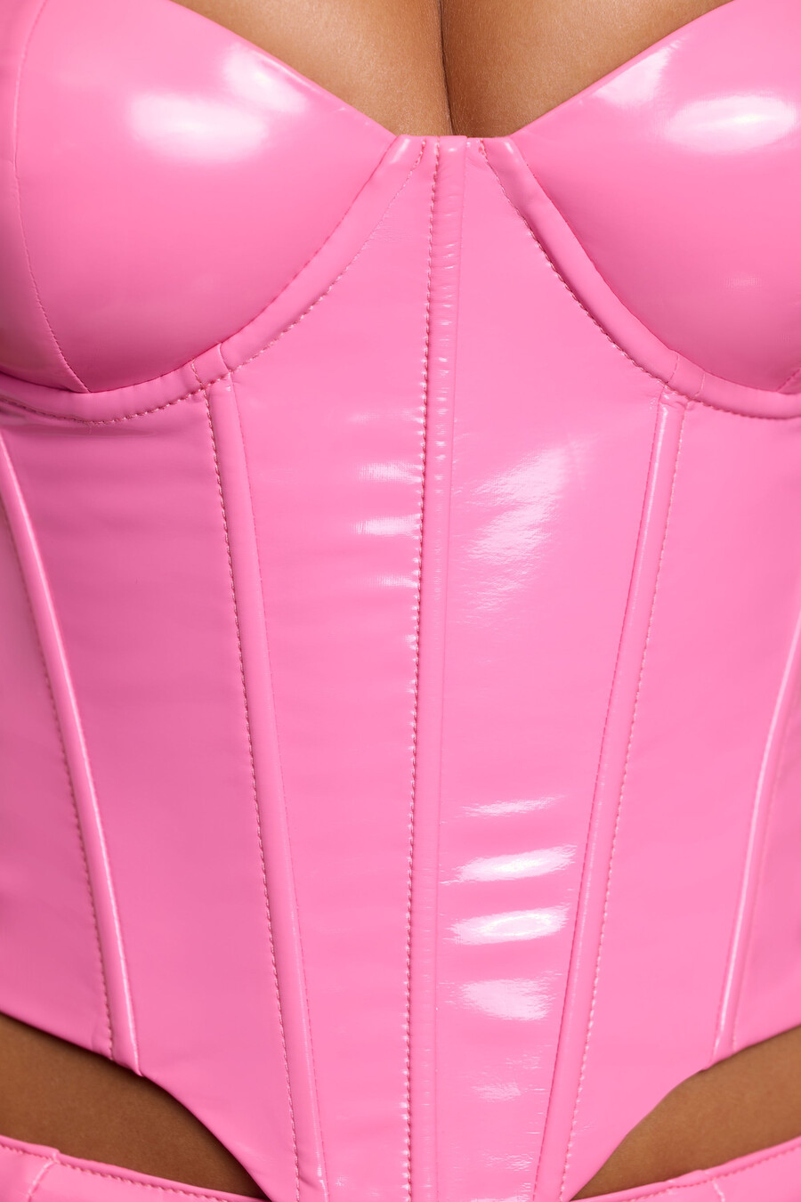 crop top od vinila s žicom u ružičastoj boji